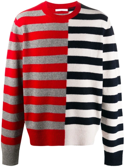 Helmut Lang Contrast-striped Wool-blend Sweater In Multi