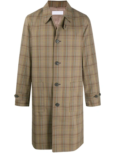 Helmut Lang Plaid-check Single-breasted Coat In Mint Plaid