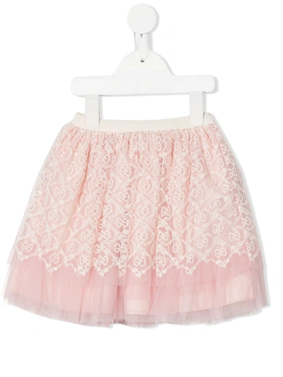 Gucci Pink Skirt With Double Gg For Baby Girl