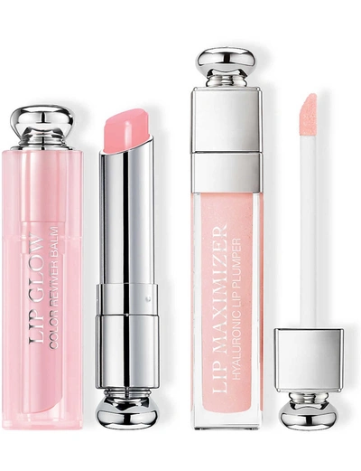 Dior Lip Glow Lip Balm & Lip Maximizer Plumping Gloss Set 001 Pink Glow Satin And 001 Light Pink Glossy