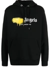 Palm Angels Los Angeles Spray Logo Print Hoodie In Black