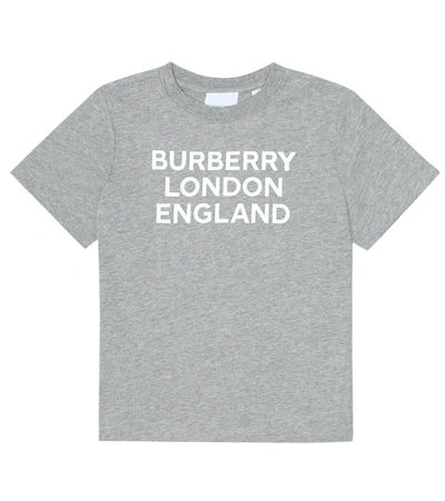 Burberry Kids' Logo Printed Cotton Jersey T-shirt In Grey | ModeSens
