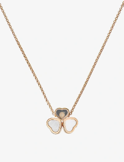 Chopard Women's White Gold Happy Hearts Wings 18ct Rose-gold, Mother-of-pearl And Diamond Necklace