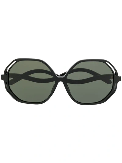 Linda Farrow Jerry Oversized Cut-out Angular Sunglasses In Black