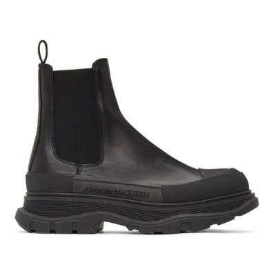 Alexander Mcqueen Tread Slick Leather Chelsea Boots In Black