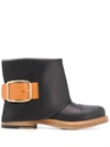 Alexander Mcqueen Black Leather Cuff Boots In Black/ Gold