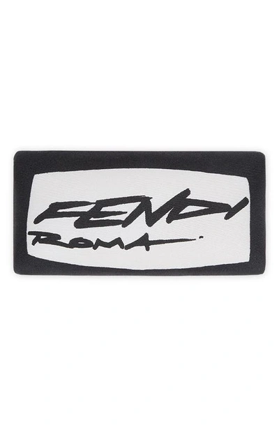 Fendi Fendo Logo Silk Rectangle Barrette In White/ Black