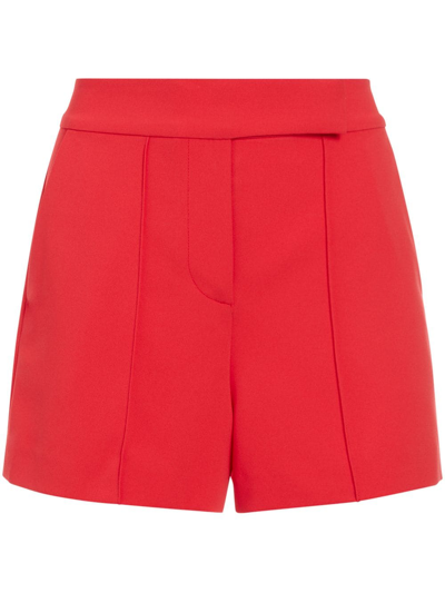 Alice And Olivia Dylan High Waist Tab Pintuck Shorts In Red