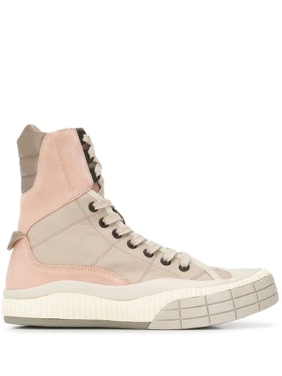 Chloé Sneaker High Clint Kalbsvelours Nylon Logo Beige Altrosa In Pink