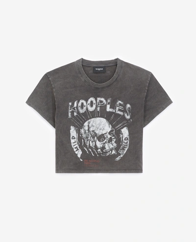 The Kooples Schwarzes Baumwoll-t-shirt Mit Rock-siebdruck