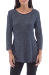 Bobeau Brushed Babydoll Tunic In Dark Graphite