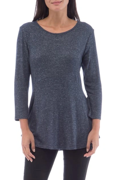 Bobeau Brushed Babydoll Tunic In Dark Graphite