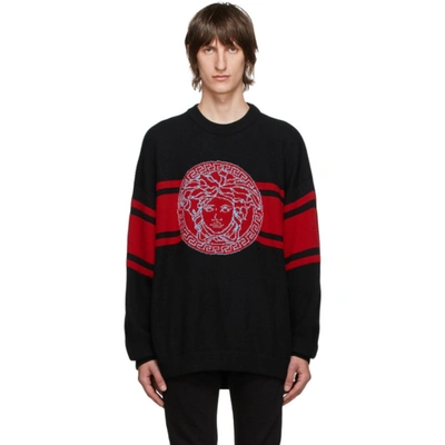 Versace Medusa Jacquard Intarsia Jumper In Black