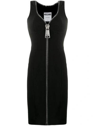 Moschino Zip Pencil Mini Dress In Black