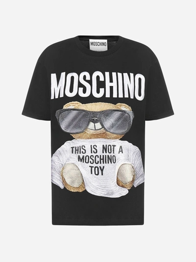 Moschino T-shirt Oversize In Cotone Con Stampa E Logo In Black