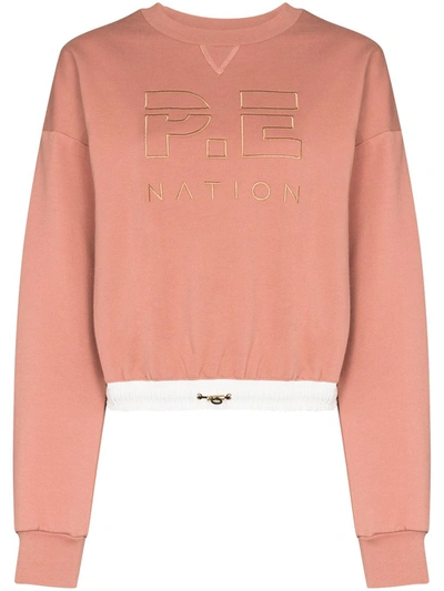 P.e Nation Block Pass Logo-embroidered Sweatshirt In Pink