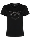 Pinko Jersey T-shirt With Sequin Logo In Black