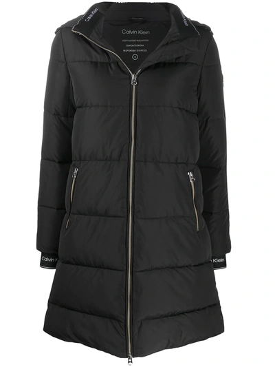 Calvin Klein Detachable-hood Padded Coat In Black