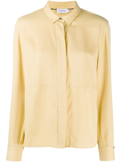 Calvin Klein Panelled Long-sleeved Shirt In Yellow