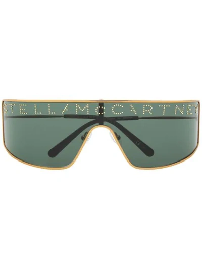 Stella Mccartney Crystal Logo Oversized Sunglasses In Gold