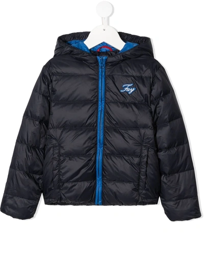 Fay Kids' Hooded Puffer Jacket In Az Blu Azzurro