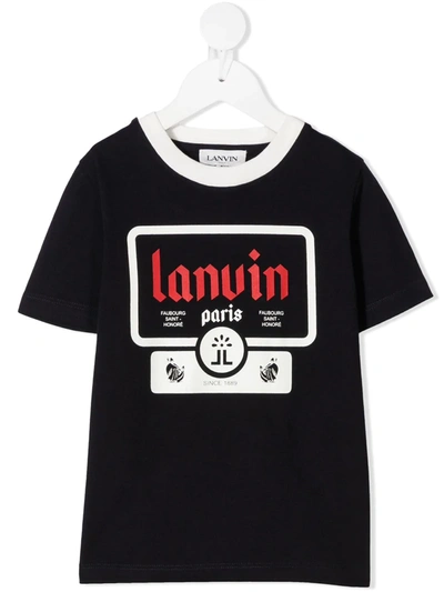 Lanvin Enfant Teen Printed Organic Cotton T-shirt In Blue
