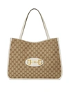 Gucci 1955 Horsebit Gg Original Canvas Tote In Beige