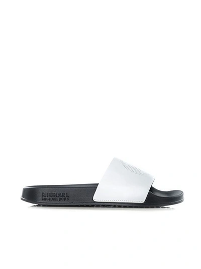 Michael Michael Kors Gilmore Perforated Logo Slide Sandal In White