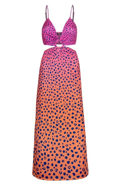 afrm pink leopard dress Afrm Rogue Leopard Ombre Cutout Maxi Dress In Pink Ombre Leopard