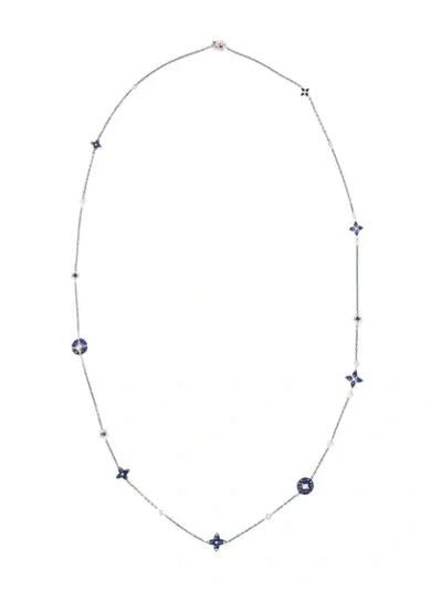 Mariani 18kt White Gold Diamond Sapphire Lucilla Necklace In Whtgold