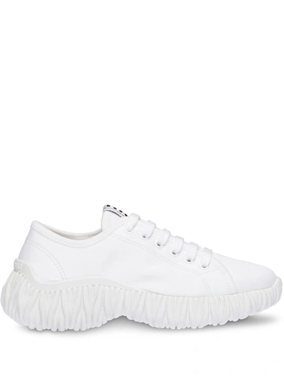 Miu Miu Gabardine Chunky Sole Sneakers In White