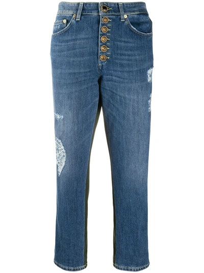 Dondup Cropped Patchwork Jeans In Blue