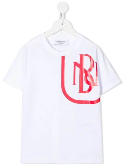 Neil Barrett Kids' Logo Print T-shirt In White
