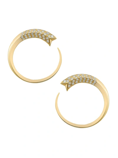 Robinson Pelham Women's Chevron Small 18k Yellow Gold & Diamond Front-facing Hoop Earrings