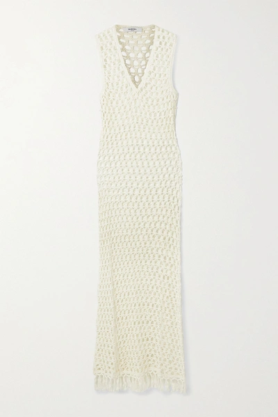 Marysia Tasseled Crocheted Bamboo Maxi Dress In Cream