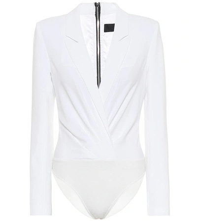 Rta Maryse Silk-twill And Stretch-tulle Bodysuit In White