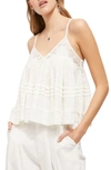Free People Sweet Pea Lace Trim Linen Blend Camisole In Ivory