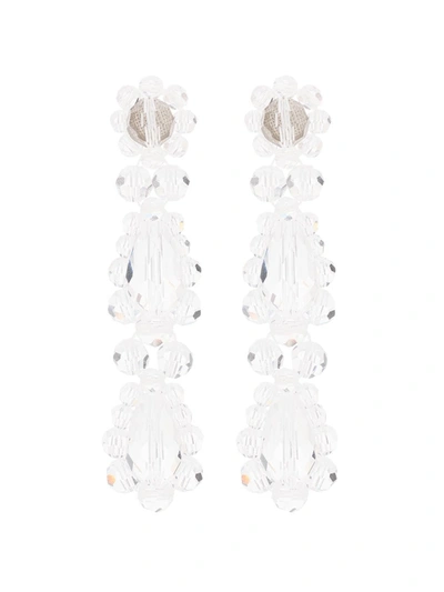 Simone Rocha Crystal Drop Earrings In White