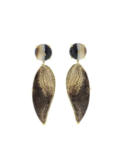 Guita M 18kt Yellow Gold Diamond Fossil Sequoia Earrings In Ylwgold