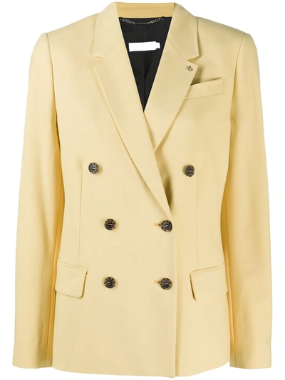 Calvin Klein Double-breasted Twill Blazer In Yellow
