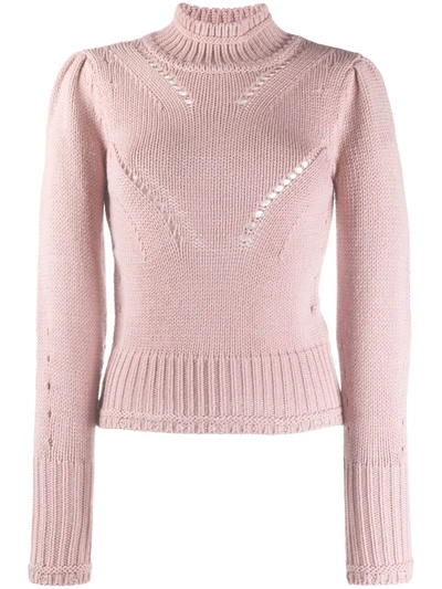 Dondup Roll Neck Cut-out Detail Jumper In Pink