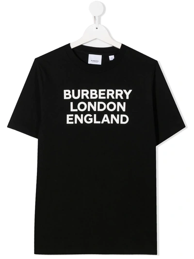Burberry Teen Logo Crew Neck T-shirt In Black
