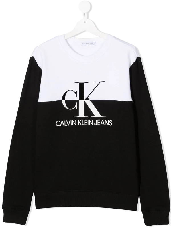 Calvin Klein Teen Colour Block Logo Jumper In Black | ModeSens