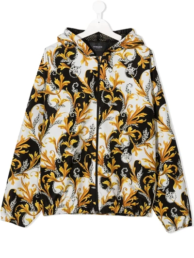 Young Versace Teen Filigree Print Jacket In Black