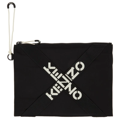 Kenzo Sport Clutch Bag In Nylon With Crossed Bands In Black