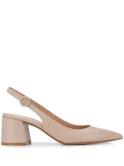 Gianvito Rossi Agata 60 Leather Slingback Pumps In Neutral