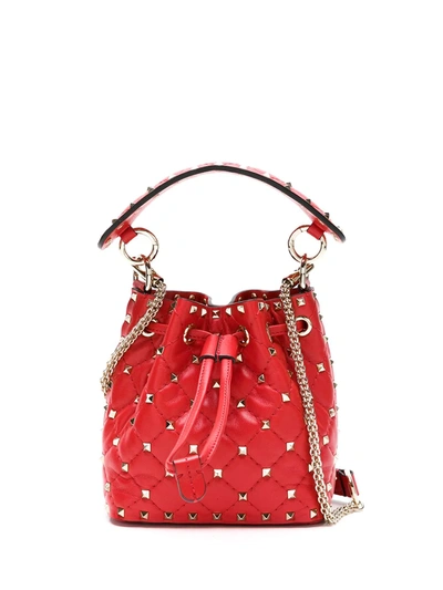 Valentino Garavani Rockstud Spike Bucket Bag In Red