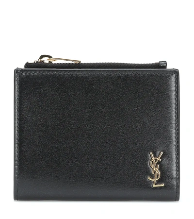 Saint Laurent "monogram" Small Zipped Wallet In Black