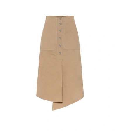 Tibi Myriam Cotton Twill Midi Skirt In Brown