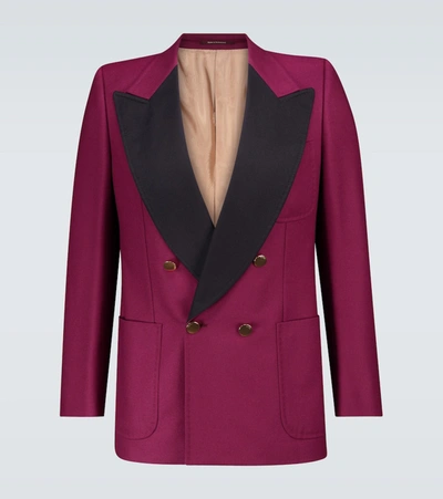 Gucci Double-breasted Tuxedo Blazer In Pink